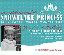 Snowflake Princess Winter Wonderland Printable Invitation